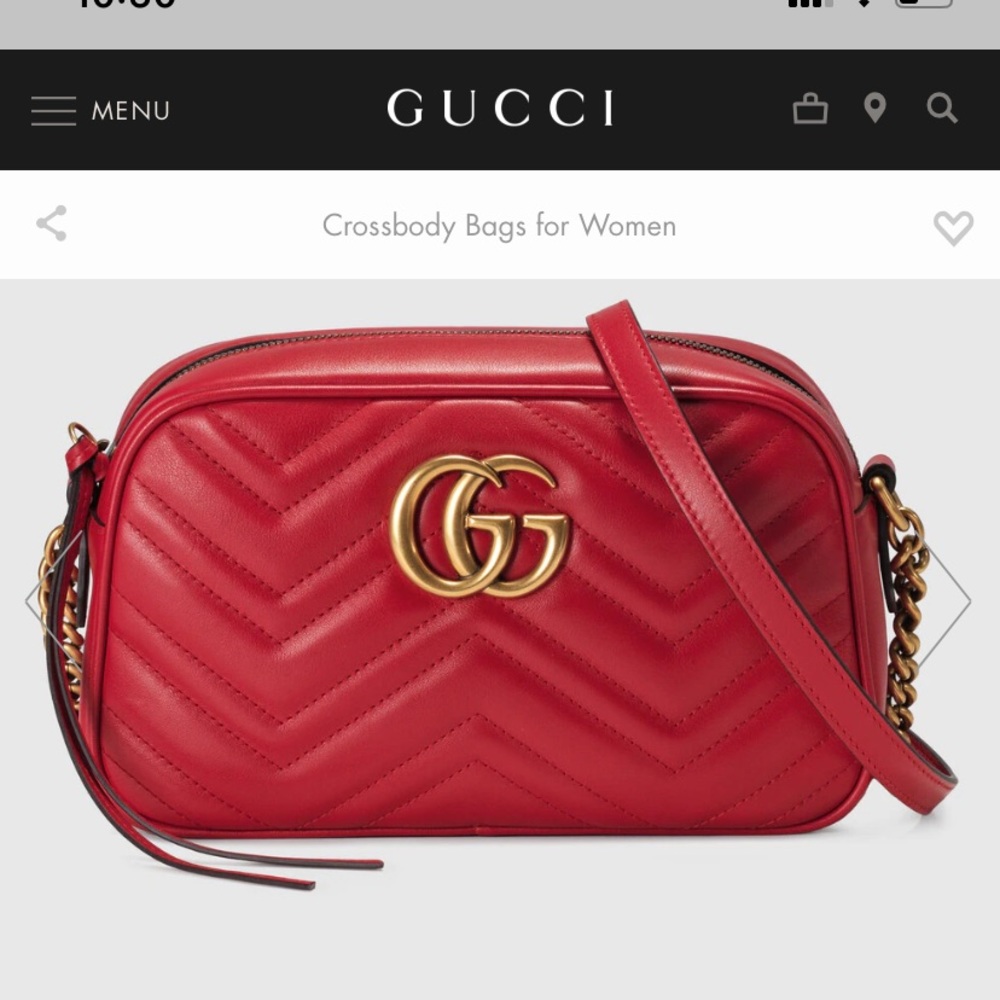 Gucci Red Chevron Quilted GG Crossbody Bag - Picture 8 of 8